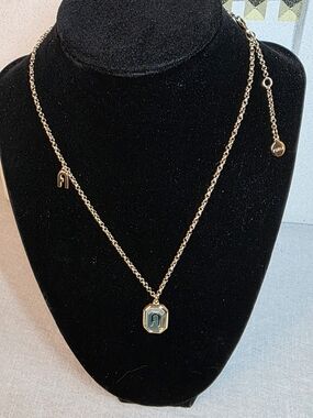 Furla Octagonal Green Logo Necklace